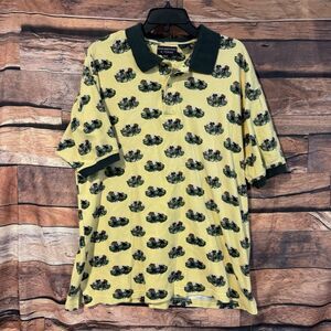 Roundtree & Yorke Mens XL Yellow Golf Polo Shirt Performance Swing Putter AOP